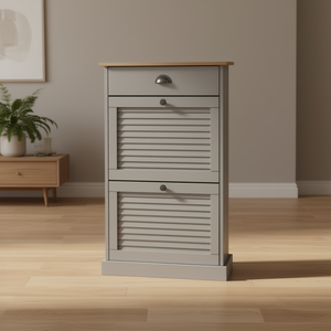 Scarpiera in Legno Massello Grigio 60x35x96 cm Design Moderno Mobile Autoportante per Soggiorno - Product Image 2