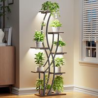 Prix d'usine Nouveauté 2026 Étagère à fleurs et support pour plantes parfumées en métal et bois à 6 niveaux pour intérieur et extérieur avec éclairage de culture