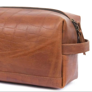 Premium Brown Leather Toiletry Bag for Men Travel Dopp <b>Kit</b> Waterproof <b>Shaving</b> Organizer Durable Stylish Leather Toiletry Bag - Product Image 1