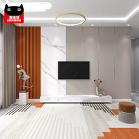 Panneau de boucle murale de fond en bambou et fibre de bois pvc canapé de salon simple et atmosphérique panneau mural intégré lumière luxu
