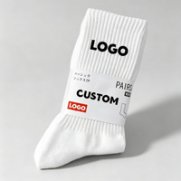 Vente en gros de chaussettes blanches à logo personnalisé, chaussettes de sport côtelées, chaussettes en coton pour hommes, pour un usage quotidien et sportif