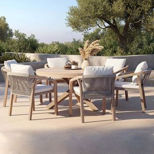 High-End Outdoor Hotel Waterproof Courtyard <b>Garden</b> Tables and <b>Chairs</b> Casual Nordic Teak Solid Wood Furniture Dining Table Set - Product Image 4