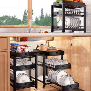 Escurridor de Platos Moderno con Bandeja Extraíble Ajustable, Almacenamiento para Encimera, para Platos y Tazones, Organización de Cocina - Product Image 3