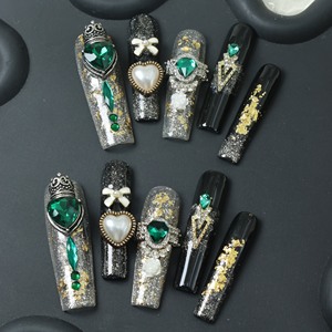 Uñas postizas de lujo de acrílico, largas, color rosa, con cobertura completa, hechas a mano, con pedrería de estrellas, precio de fábrica, venta al por mayor. - Product Image 5