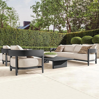 Ensemble de canapés de jardin en aluminium de luxe moderne, mobilier d'extérieur imperméable pour appartement, cour, patio, hôtel, villa, jardin