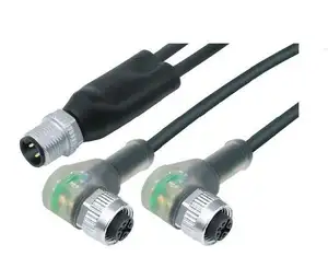 M12 8 broches y séparateur waterdichte connecteur m12 8pin connecteur de câble m12 8pin mâle à femelle assemblage de câble blindé