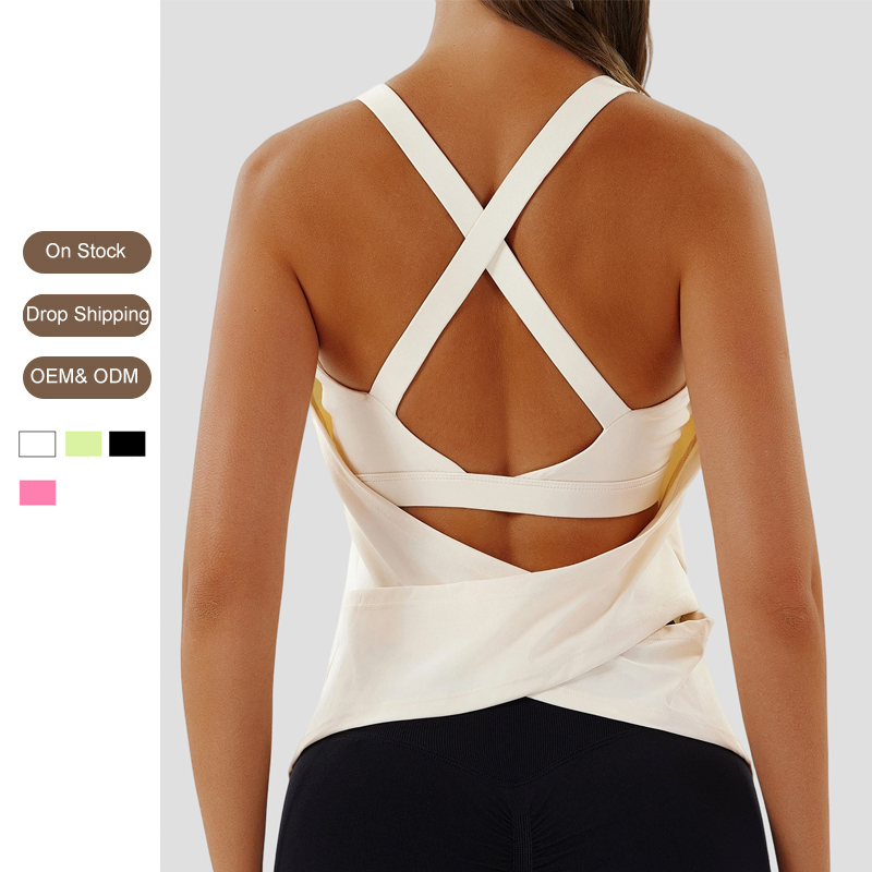 Removable Bra Pad Beauty Back Yoga Wear Sleeveless Smock Sports Vest Fitness Running Top