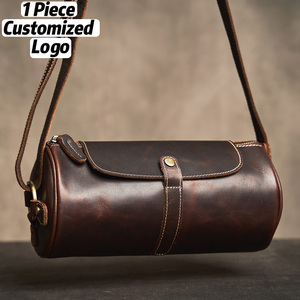 Sac messager cylindrique vintage en cuir Crazy Horse, grande capacité, étanche, idéal pour les voyages et le travail – Nouveauté 2026, vente chaude - Product Image 1