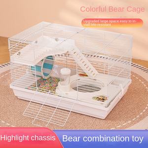 Luxe Double Villa Hamster Cage 47 Base Golden Bear Hamster Nid Ensemble Complet en Acier pour Petits Animaux Chiens avec Bouton Animal - Product Image 4