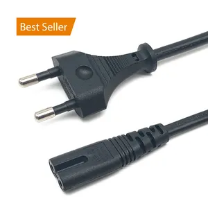 EU 250V 2. 5a-10 A H03VVH2-F 2*0.75mm2 IEC C7 Angka 8 AC 2 Pin Cabang Kabel Daya Eropa untuk Komputer