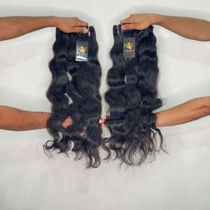Extensions de cheveux naturels indiens bruts ondulés non traités, alignés sur les cuticules, prix de gros usine - Product Image 2