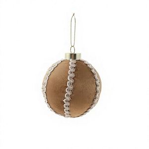 Adornos de Bolas de Navidad de Lujo en Color Camel con Efecto Flocado, Baubles Pintados a Mano con Brillo Dorado, Elegantes Tonos Tierra en 3 Colores para Árbol - Product Image 2