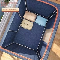 Boîte de rangement en gros avec couvercle pliable, boîte d'organisation multifonctionnelle en tissu transparent