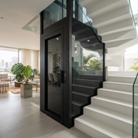 Ascenseur compact sans fosse à cabine carrée en verre pour la rénovation de maisons jumelées à Guayaquil, gain de place, faible entretien, pour villas et maisons