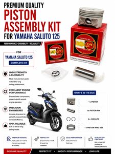Kit de piston complet Yamaha Saluto 125 52,40 mm avec segments OEM Taille STD Finition étainée pour réparation moteur - Product Image 4