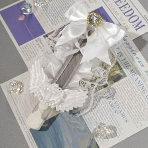 Simpatici coltelli da scrivere a mano in pizzo Lolita <span class=keywords><strong>anime</strong></span> adorabili Wing Bowknot aperti dolce Kawaii Box Cutter lettera apriscatole coltello per posta - Product Image 3