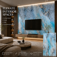 Panel de Pared de PVC con Aspecto de Piedra Turquesa Dorada MORLENX, Resistente a los Rayones, Formato Grande, para Proyectos de Tiendas Minoristas