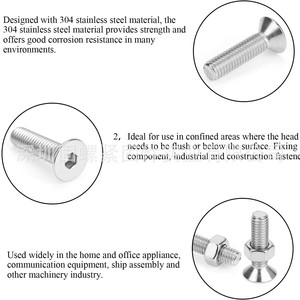 304 Stainless Steel Countersunk Head Screws M3 M4 M5 Nuts Included Various Sizes Grade 8.8 DIN7991 - Product Image 3