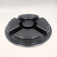 JY-82102 Contenant alimentaire rond en plastique jetable, plateaux divisés, plateau alimentaire rond jetable en plastique doré