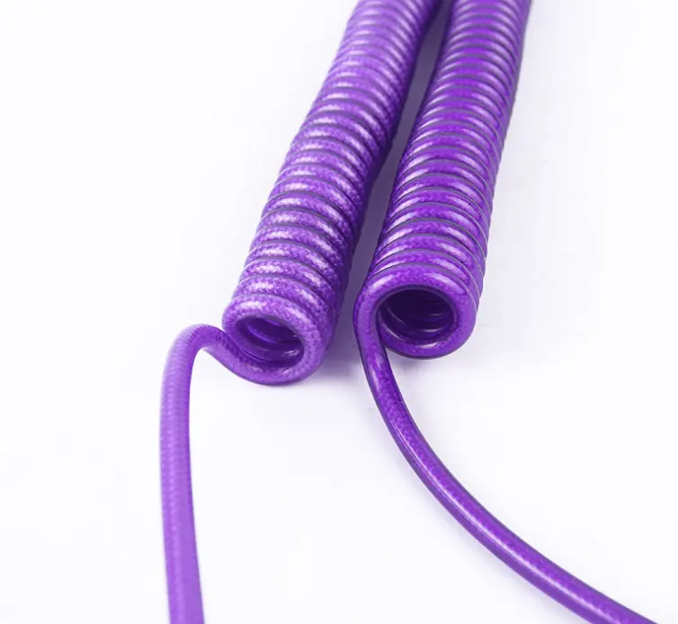 Customized Purple Cotton Yarn Inner Core Spring Thread Spring Rope Wires Spiral Cable Wire Cables   Cable Assemblies
