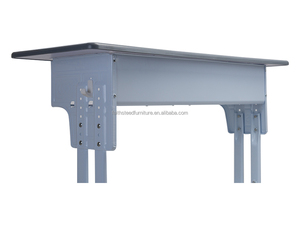 Set di Banchi e Sedie Scolastici Doppi Grigi Regolabili in Altezza per Istituti Educativi - Product Image 5
