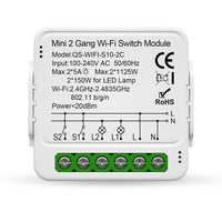 Module d'interrupteur intelligent WiFi Tuya 1 ou 2 voies, design en barre, alimenté électriquement, en PC, télécommande vocale, compatible Alexa Google Home