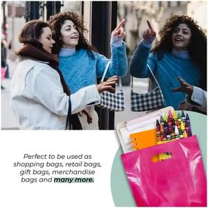 9x12 "กระเป๋าช้อปปิ้งหูหิ้วขนาดเล็กสีชมพูและสีม่วงกระเป๋าพลาสติกไดคัทสีน่ารักพร้อมด้ามจับถุงพลาสติกใส่ของ - Product Image 6