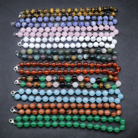 Collier noué en pierre naturelle, cristal d'agate arc-en-ciel, perles rondes de 12 mm, avec finition polie et lustrée