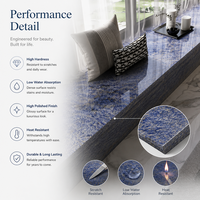 Dalle de porcelaine Artistic Dream Jewel Blue Sintered Stone 1600x3200mm, texture marbre bleu exotique, pour mur d'accentuation intérieur de luxe