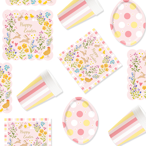 DAMAI Easter Theme Party Decoration with Bunny PinkDisposable Party Paper Plate Cup Napkin Tableware Set for Kid Party - Product Image 4