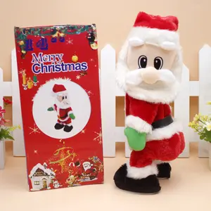 Creatieve 14Inch Kerst Elektrische Schuddende Heupen Santa Pop Met Muziek Kerstman Kerstman Pluche Pop Kerstcadeau Voor Kinderen