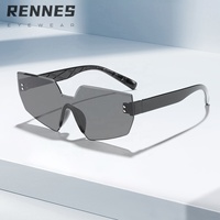 Vente en gros de lunettes de soleil une pièce sans monture à motif géométrique irrégulier Rennes pour hommes pour femmes dégradé de la rue hip-hop UV400