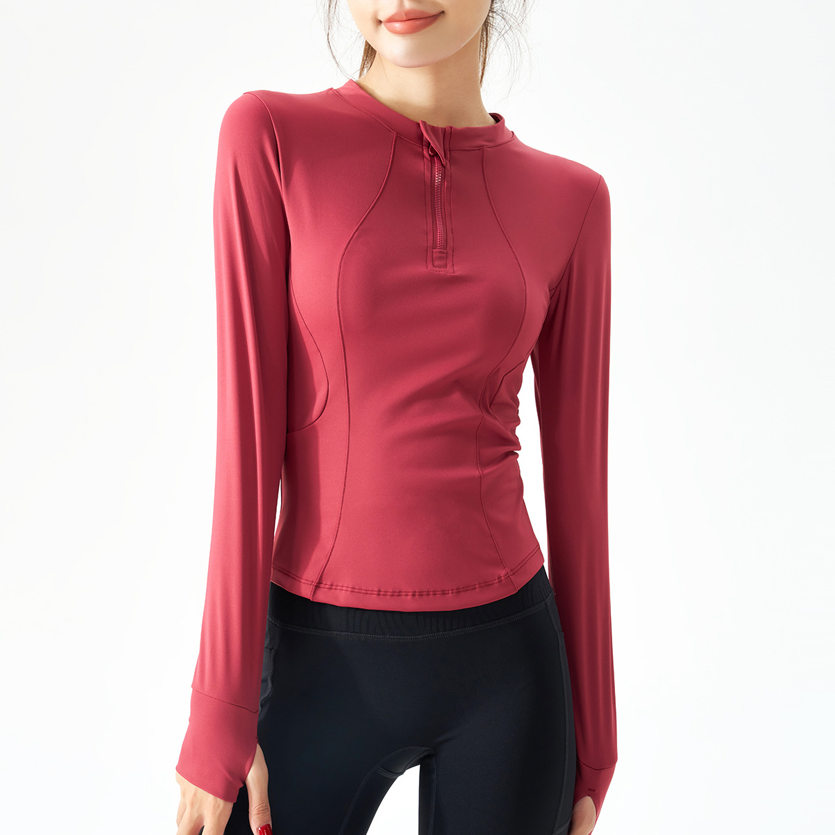 2026 New Women' Long Sleeve Soft Yoga Tops Quick Dry Half Zipper Gym Shirts Slim Waist Workout Jogger Tops Pilates Sports Wear