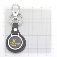Porte-clés en métal et cuir PU avec logo d'entreprise gravé au laser et impression époxy