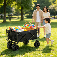 Chariot pliable tout-terrain robuste à quatre roues, capacité 100 kg, chariot de shopping, chariot de camping, chariot utilitaire portable, chariot de plage, chariot d'extérieur
