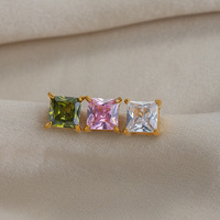 Boucles d'oreilles clous carrées minimalistes en acier inoxydable avec revêtement sous vide en or 18 carats, accessoires d'oreille tendance