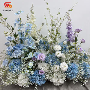 LEDA Spring <b>Summer</b> Wedding Floor Flower Row Wedding Party Stage Aisle <b>Decoration</b> Blue Hydrangea Flower Runner - Product Image 1