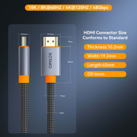 Câble HDMI 2.1 SOTAKO 8K60Hz haute vitesse plaqué or en alliage d'aluminium tressé mâle-mâle pour TV, console de jeu, moniteur, lecteur DVD