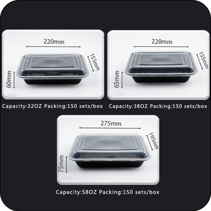 12oz 16oz 24oz 28oz 32oz 38oz 58oz Đen dùng một lần PP nhựa microwavable heatable hình chữ nhật thực phẩm container - Product Image 5