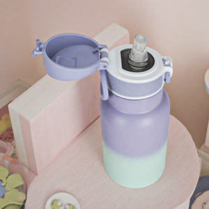 Nouvelle gourde portable en acier inoxydable avec anse, couleur dégradée, isolée, sans BPA, pour l'extérieur, avec paille en silicone - Product Image 2