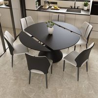 Table à manger rectangulaire extensible pliable à double usage en ardoise de style italien, noire, rotative et télescopique, luxe léger, convient aux petits espaces