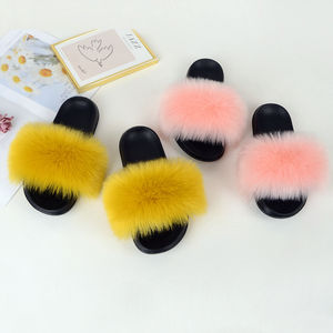 Inverno Designer Senhoras Moda Guaxinim Fuzzy Mules Logotipo Personalizado Chinelo Fluffy <span class=keywords><strong>Fox</strong></span> Faux Fur Slides Chinelos Atacado para As Mulheres - Product Image 2