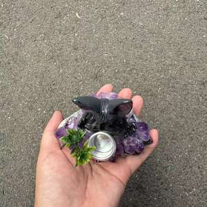 Amatista con rebanada de ágata resina egipcia <span class=keywords><strong>Mau</strong></span> Crystal Craft candelabro para el hogar DEC piedras curativas candelabro de cristal - Product Image 5