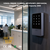 125kHz 13.56MHz Dual-Band Touch Keypad RFID Proximity Access Reader ISO14443A Wiegand Output 26-37 Bit IP65 Pintu Masuk Rumah Sakit