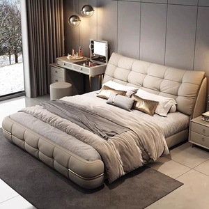 Hiện đại sang trọng bằng gỗ nội thất phòng ngủ mềm up-bao da giường siêu Vua kích thước giường đôi khung với lưu trữ thiết kế hoàn chỉnh - Product Image 5