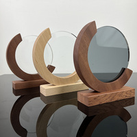 Trophée de Cristal Rond en Bois pour Cadeau Souvenir d'Usine en Gros, Plaque de Récompense par Sublimation MH-NJ00684
