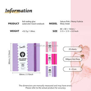 Seamiart 8x8ซม. มินิสแควร์กาวปิดผนึกสีน้ำสมุดบันทึกการ<span class=keywords><strong>วาด</strong></span>ภาพสมุดบันทึกการ<span class=keywords><strong>วาด</strong></span>ภาพด้วยผ้าฝ้ายกระดาษ300gsm แบบกดร้อน20แผ่น - Product Image 2