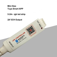 Pengontrol LED Strip Nirkabel Pintar BT Tuya Mini 5-24V APP Remote Kontrol IR 24 Tombol 3-Kanal 6A 144W Beban Maks PWM RGB 20m Garansi 2 Tahun