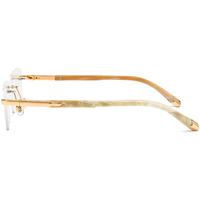 Gafas Borregls de cuerno de búfalo para hombre, diseño de marca, montura cuadrada, gafas sin montura para mujer, montura sin marco, gafas ópticas de lujo 0041