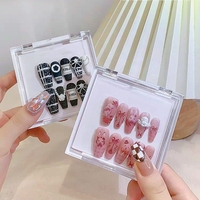 Boîtes à ongles transparentes en acrylique personnalisées avec logo privé, emballage pour ongles press-on, pour fournitures d'onglerie